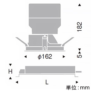 LEDベースダウンライト 軒下用 グレアレス 4000TYPE セラメタ70W器具相当 埋込穴φ150mm 超広角配光 無線調光 温白色  ERD5389WA+FX-387NA