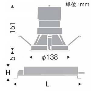 遠藤照明 LEDベースダウンライト 軒下用 グレアレス 2400TYPE FHT32W×2器具相当 埋込穴φ125mm 超広角配光 非調光 ナチュラルホワイト(4000K) LEDベースダウンライト 軒下用 グレアレス 2400TYPE FHT32W×2器具相当 埋込穴φ125mm 超広角配光 非調光 ナチュラルホワイト(4000K) ERD8753W+RX-358N 画像2