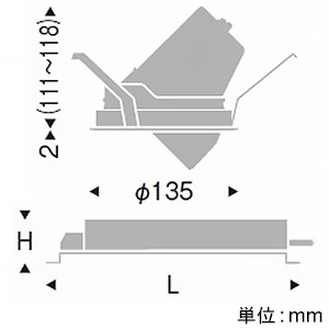 遠藤照明 LEDユニバーサルダウンライト 4000TYPE CDM-T70W器具相当 埋込穴φ125mm 中角配光 非調光 温白色 LEDユニバーサルダウンライト 4000TYPE CDM-T70W器具相当 埋込穴φ125mm 中角配光 非調光 温白色 ERD7271W+RX-356N 画像2