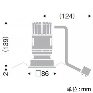 遠藤照明 LEDベースダウンライト バッフルタイプ JDRタイプ 110Vφ50省電力ダイクロハロゲン球50W形40W器具相当 埋込穴□75mm 調光対応 E11口金 ランプ別売 黒 LEDベースダウンライト バッフルタイプ JDRタイプ 110Vφ50省電力ダイクロハロゲン球50W形40W器具相当 埋込穴□75mm 調光対応 E11口金 ランプ別売 黒 ERD3397B 画像2