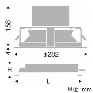 遠藤照明 LEDベースダウンライト 幅広枠タイプ 6500TYPE メタルハライドランプ250W器具相当 埋込穴φ250mm 超広角配光 非調光 電球色 LEDベースダウンライト 幅広枠タイプ 6500TYPE メタルハライドランプ250W器具相当 埋込穴φ250mm 超広角配光 非調光 電球色 ERD7477WA+RX-398N 画像2