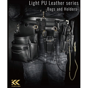 フジ矢 腰袋薄型2段(黒金)LIGHT PU LEATHER SERIES 腰袋薄型2段(黒金)LIGHT PU LEATHER SERIES AB-32BG 画像2