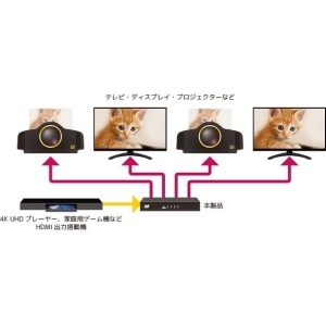 ラトックシステム 4K60Hz対応 1入力4出力 HDMI分配器 4K60Hz対応 1入力4出力 HDMI分配器 RS-HDSP4P-4KZ 画像2