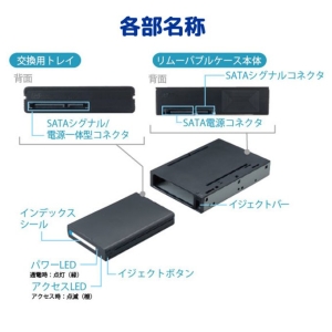 ラトックシステム SA25シリーズ 2.5インチ SATAリムーバブルケース(SATA接続トレイ付き) SA25シリーズ 2.5インチ SATAリムーバブルケース(SATA接続トレイ付き) SA25-RC1-BKZ 画像3