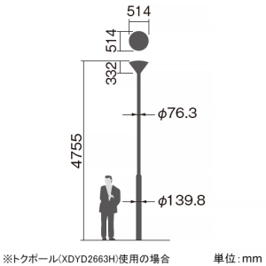 パナソニック LED街路灯 円錐タイプ 防雨型 水銀灯300形相当 非調光 電球色 電源別売 透明グローブ LED街路灯 円錐タイプ 防雨型 水銀灯300形相当 非調光 電球色 電源別売 透明グローブ NYG4003R 画像2