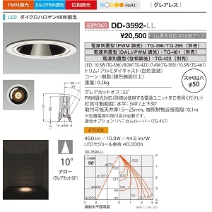 DD-3592-LL (山田照明)｜ベースダウンライト φ50｜業務用照明器具