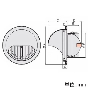 バクマ工業 【受注生産品】丸型フード付縦ガラリ換気口 防火ダンパー付 アミ付 10メッシュ ステンレス製 シルバーメタリックライト 100φ用 【受注生産品】丸型フード付縦ガラリ換気口 防火ダンパー付 アミ付 10メッシュ ステンレス製 シルバーメタリックライト 100φ用 BD-100MTGV-A10 画像2