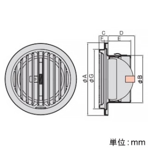 バクマ工業 【受注生産品】丸・平型縦ガラリ換気口 防火ダンパー付 低圧損 ステンレス製 シルバーメタリック 100φ用 【受注生産品】丸・平型縦ガラリ換気口 防火ダンパー付 低圧損 ステンレス製 シルバーメタリック 100φ用 BD-100TGV 画像2