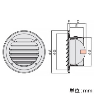 バクマ工業 丸・平型換気口 防火ダンパー付 アミ付 ステンレス製 シャンパンシルバー 75φ用 丸・平型換気口 防火ダンパー付 アミ付 ステンレス製 シャンパンシルバー 75φ用 BD-75TV-A-CS 画像3