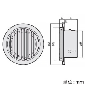 バクマ工業 【受注生産品】丸・平型縦ガラリ換気口 右吹き 低圧損 ステンレス製 シルバーメタリックライト  100φ用 【受注生産品】丸・平型縦ガラリ換気口 右吹き 低圧損 ステンレス製 シルバーメタリックライト  100φ用 B-100TGR 画像2