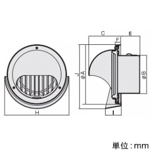 バクマ工業 【受注生産品】丸型フード付縦ガラリ換気口 フード・ルーバー脱着式 水切り付 低圧損 アミ付 10メッシュ 取付穴付 ステンレス製 シルバーメタリックライト 150φ用 【受注生産品】丸型フード付縦ガラリ換気口 フード・ルーバー脱着式 水切り付 低圧損 アミ付 10メッシュ 取付穴付 ステンレス製 シルバーメタリックライト 150φ用 KN-150MTGV-A10 画像2