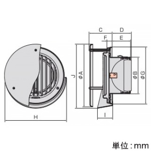 バクマ工業 【受注生産品】丸型防風板付縦ガラリ換気口 ルーバー脱着式 水切り付 低圧損 防火ダンパー付 アミ付 10メッシュ 取付穴付 ステンレス製 シルバーメタリックライト 100φ用 【受注生産品】丸型防風板付縦ガラリ換気口 ルーバー脱着式 水切り付 低圧損 防火ダンパー付 アミ付 10メッシュ 取付穴付 ステンレス製 シルバーメタリックライト 100φ用 KWD-100T-A10 画像3