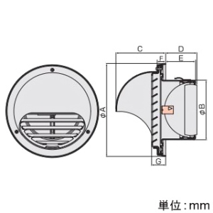 バクマ工業 【受注生産品】丸型フード付換気口 フード・ルーバー脱着式 防火ダンパー付 アミ付 5メッシュ 取付穴付 ステンレス製 シルバーメタリックライト 100φ用 【受注生産品】丸型フード付換気口 フード・ルーバー脱着式 防火ダンパー付 アミ付 5メッシュ 取付穴付 ステンレス製 シルバーメタリックライト 100φ用 ND-100SMV2-A5 画像2