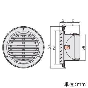 ND-250STV2-A3 (バクマ工業)｜防火ダンパー付ベントキャップ ガラリ付