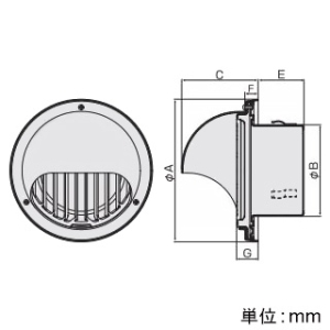 バクマ工業 【受注生産品】丸型フード付縦ガラリ換気口 フード・ルーバー脱着式 低圧損 アミ付 10メッシュ ステンレス製 シルバーメタリックライト 125φ用 【受注生産品】丸型フード付縦ガラリ換気口 フード・ルーバー脱着式 低圧損 アミ付 10メッシュ ステンレス製 シルバーメタリックライト 125φ用 N-125MTGV-A10 画像2