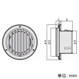 バクマ工業 【受注生産品】丸・平型縦ガラリ換気口 右吹き ルーバー脱着式 低圧損 取付穴付 ステンレス製 シルバーメタリックライト 150φ用 【受注生産品】丸・平型縦ガラリ換気口 右吹き ルーバー脱着式 低圧損 取付穴付 ステンレス製 シルバーメタリックライト 150φ用 N-150TGRBL 画像2