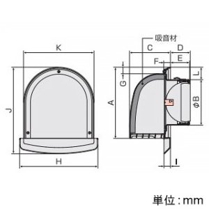 バクマ工業 【受注生産品】防音フード U型フード付換気口 不燃・耐湿タイプ 防火ダンパー付 フード・ルーバー脱着式 水切り付 取付穴付 ステンレス製 シルバーメタリックライト 200φ用 【受注生産品】防音フード U型フード付換気口 不燃・耐湿タイプ 防火ダンパー付 フード・ルーバー脱着式 水切り付 取付穴付 ステンレス製 シルバーメタリックライト 200φ用 PSD2-200SUV2 画像2