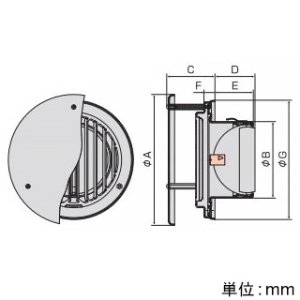 バクマ工業 【受注生産品】丸型防風板付縦ガラリ換気口 ルーバー脱着式 低圧損 防火ダンパー付 アミ付 5メッシュ 取付穴付 ステンレス製 シルバーメタリックライト 100φ用 【受注生産品】丸型防風板付縦ガラリ換気口 ルーバー脱着式 低圧損 防火ダンパー付 アミ付 5メッシュ 取付穴付 ステンレス製 シルバーメタリックライト 100φ用 WD-100T-A5 画像3