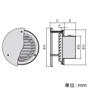 バクマ工業 【受注生産品】丸型防風板付換気口 ルーバー脱着式 低圧損 アミ付 3メッシュ 取付穴付 ステンレス製 シルバーメタリックライト 100φ用 【受注生産品】丸型防風板付換気口 ルーバー脱着式 低圧損 アミ付 3メッシュ 取付穴付 ステンレス製 シルバーメタリックライト 100φ用 W-100G-A3 画像2