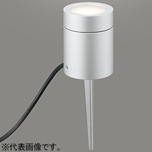 LED小型ガーデンライト 防雨型 高演色LED 白熱灯器具40W相当 LED電球フラット形 口金GX53-1 温白色色 スパイク・置型兼用  プラグ付キャブタイヤケーブル5m マットシルバー OG264058WR