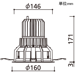 XD701201 (オーデリック)｜ベースダウンライト φ150｜業務用照明器具