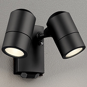 LEDエクステリアスポットライト 防雨型 ダイクロハロゲン形(JDR)50W×2灯相当 人感センサーON/OFF型 ランプ別売 2灯 口金E11  壁面取付専用 黒色サテン OG264092