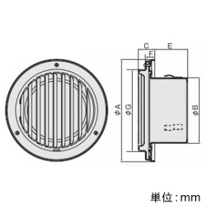 バクマ工業 【受注生産品】丸・平型縦ガラリ換気口 左吹き ルーバー脱着式 低圧損 ステンレス製 100φ用 シルバーメタリックライト 【受注生産品】丸・平型縦ガラリ換気口 左吹き ルーバー脱着式 低圧損 ステンレス製 100φ用 シルバーメタリックライト N-100TGL 画像2