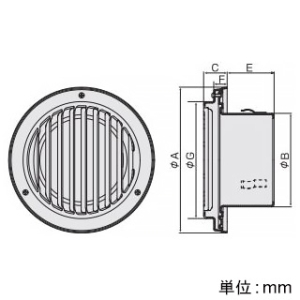 バクマ工業 【受注生産品】丸・平型縦ガラリ換気口 右吹き ルーバー脱着式 低圧損 ステンレス製 125φ用 シルバーメタリックライト 【受注生産品】丸・平型縦ガラリ換気口 右吹き ルーバー脱着式 低圧損 ステンレス製 125φ用 シルバーメタリックライト N-125TGR 画像2