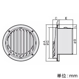 バクマ工業 【受注生産品】丸・平型縦ガラリ換気口 左吹き コンパクトタイプ 上偏芯 ルーバー脱着式 低圧損 取付穴付 ステンレス製 100φ用 シルバーメタリックライト 【受注生産品】丸・平型縦ガラリ換気口 左吹き コンパクトタイプ 上偏芯 ルーバー脱着式 低圧損 取付穴付 ステンレス製 100φ用 シルバーメタリックライト N-100TGLH 画像2