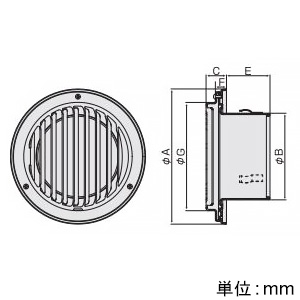 バクマ工業 【受注生産品】丸・平型縦ガラリ換気口 左吹き ルーバー脱着式 低圧損 ステンレス製 100φ用 シルバーメタリックライト 【受注生産品】丸・平型縦ガラリ換気口 左吹き ルーバー脱着式 低圧損 ステンレス製 100φ用 シルバーメタリックライト N-100TGLBL 画像2