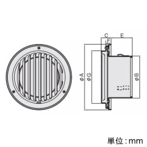 バクマ工業 【受注生産品】丸・平型縦ガラリ換気口 右吹き ルーバー脱着式 低圧損 ステンレス製 100φ用 シルバーメタリックライト 【受注生産品】丸・平型縦ガラリ換気口 右吹き ルーバー脱着式 低圧損 ステンレス製 100φ用 シルバーメタリックライト N-100TGRBL 画像2