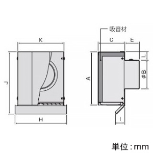 バクマ工業 防音フード 角・深型フード付換気口 下部ルーバータイプ フード・ルーバー脱着式 水切付 アミ付 3メッシュ ステンレス製 125φ用 シルバーメタリックライト 防音フード 角・深型フード付換気口 下部ルーバータイプ フード・ルーバー脱着式 水切付 アミ付 3メッシュ ステンレス製 125φ用 シルバーメタリックライト PS-125KD2-A3 画像2