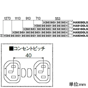 アメリカン電機 0Uコンセントバー スリムタイプ IEC C-13×8個口 20A入力 接地形2P 20A 250V 圧着端子式 0Uコンセントバー スリムタイプ IEC C-13×8個口 20A入力 接地形2P 20A 250V 圧着端子式 HA9080LS 画像2