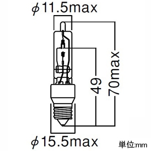 岩崎電気 ハロゲン電球 ≪アイ ハロゲンランプ≫ 110V用 75W 片口金形 クリア形 E11口金 ハロゲン電球 ≪アイ ハロゲンランプ≫ 110V用 75W 片口金形 クリア形 E11口金 JD110V75W/P/M 画像2