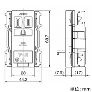 神保電器 【受注生産品】アースターミナル付接地シングルコンセント 15A 125V チョコ 【受注生産品】アースターミナル付接地シングルコンセント 15A 125V チョコ JEC-BN-5GEK-C 画像2