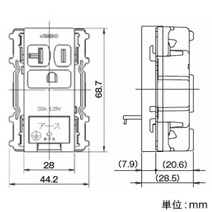 神保電器 【受注生産品】アースターミナル付埋込接地コンセント 高容量200V用 15A・20A兼用 250V チョコ 【受注生産品】アースターミナル付埋込接地コンセント 高容量200V用 15A・20A兼用 250V チョコ JEC-BN-LIGEK-C 画像2