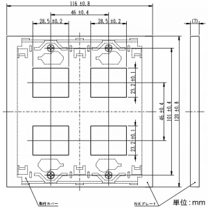 神保電器 NKPプレート 2連用 4(2+2)個口 ピュアホワイト NKPプレート 2連用 4(2+2)個口 ピュアホワイト NKP-2UF-2-PW 画像2