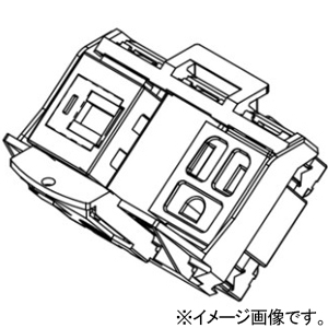 TERADA(寺田電機製作所) 複合器具ブロック ≪テラコン≫ 接地2P15A125V平刃×1+CAT6A×1 EEMシリーズ用 フタ開閉部高さ調整タイプ EEM90518