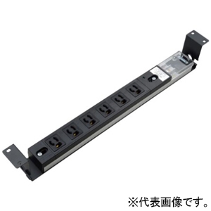 TERADA(寺田電機製作所) 【受注生産品】100Vコンセントバー 1Uタイプ 15A 接地2P15A125V抜止×6口 コード長3m R6921-3M