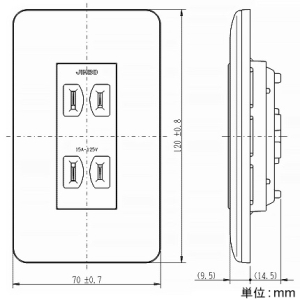 神保電器 ダブルコンセント ライトベージュ ダブルコンセント ライトベージュ WJ03401L 画像2