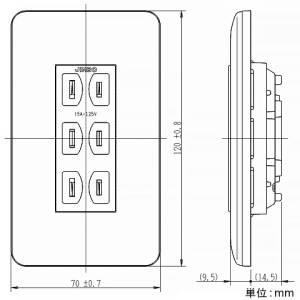 神保電器 トリプルコンセント ライトベージュ トリプルコンセント ライトベージュ WJ03402L 画像2