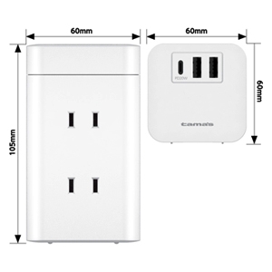 多摩電子 タワー型USBタップ 6口+Type-C×1ポート+USB-A×2ポート 雷ガード搭載 タワー型USBタップ 6口+Type-C×1ポート+USB-A×2ポート 雷ガード搭載 TSK110U2CW 画像3