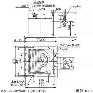 パナソニック 天井埋込形換気扇 ルーバーセットタイプ コンパクトキッチン用 低騒音・特大風量形 24時間・局所換気兼用 200&#13221;/hタイプ 埋込寸法240mm角 パイプ径φ100mm 天井埋込形換気扇 ルーバーセットタイプ コンパクトキッチン用 低騒音・特大風量形 24時間・局所換気兼用 200&#13221;/hタイプ 埋込寸法240mm角 パイプ径φ100mm XFY-24BM6K/19 画像2