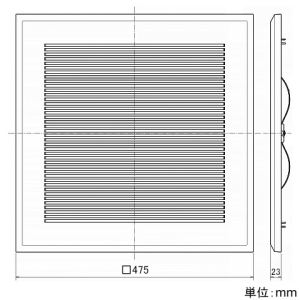 三菱 ダクト用換気扇別売グリル インテリア格子タイプ □475×18mm ライトオーク ダクト用換気扇別売グリル インテリア格子タイプ □475×18mm ライトオーク P-395GB2-G 画像2