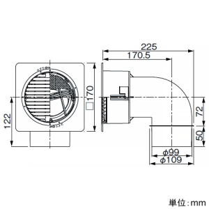 パナソニック 薄形給排気グリル 壁・天井用 パイプ径φ100mm エルボ付 ライトブラウン 薄形給排気グリル 壁・天井用 パイプ径φ100mm エルボ付 ライトブラウン VB-GJE100P-T 画像2