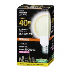 ヤザワ 一般電球形LED電球 40W相当 電球色 全方向タイプ 一般電球形LED電球 40W相当 電球色 全方向タイプ LDA5LG3 画像3