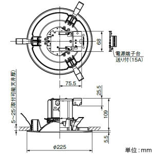 岩崎電気 LEDダウンライト 《LEDioc》 クラス150 コンパクト形蛍光ランプFHT32W相当 固定出力形 埋込穴φ200mm 昼白色 電源ユニット内蔵形 LEDダウンライト 《LEDioc》 クラス150 コンパクト形蛍光ランプFHT32W相当 固定出力形 埋込穴φ200mm 昼白色 電源ユニット内蔵形 EDL15025W/NSAN9 画像2