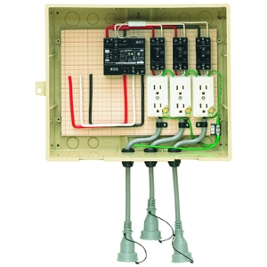 未来工業 #####【受注取り寄せ品】屋外電力用仮設ボックス 漏電しゃ断器・分岐ブレーカ・コンセント内蔵 ELB組込品 感度電流30mA 有効深さ159mm 14-33CBL