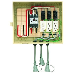 未来工業 #####【受注取り寄せ品】屋外電力用仮設ボックス 漏電しゃ断器・分岐ブレーカ・コンセント内蔵 ELB組込品 感度電流30mA 有効深さ159mm 14-33CB5L