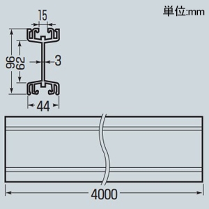 未来工業 【法人限定/代引き不可】アルミレール 中量用 直線レール 全長4m アルミレール 中量用 直線レール 全長4m CKA-4ML 画像2